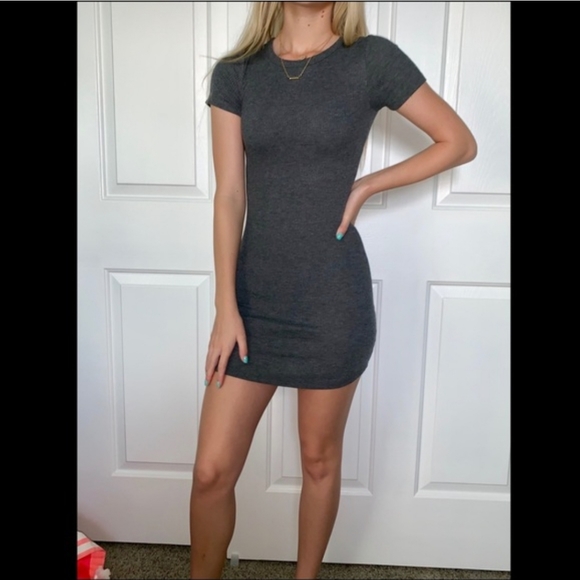 Brandy Melville Dresses & Skirts - Brandy Melville Grey Ribbed Mini Dress